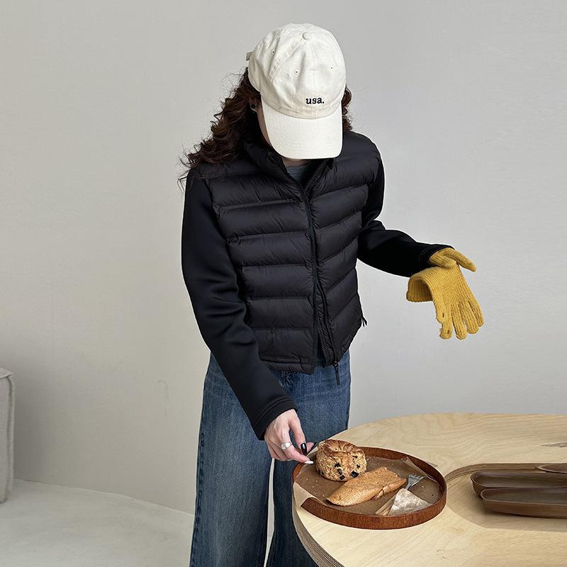 Autumn and winter new down padded jacket women's jacket splicing stand-up collar padded jacket casual versatile small padded jacket