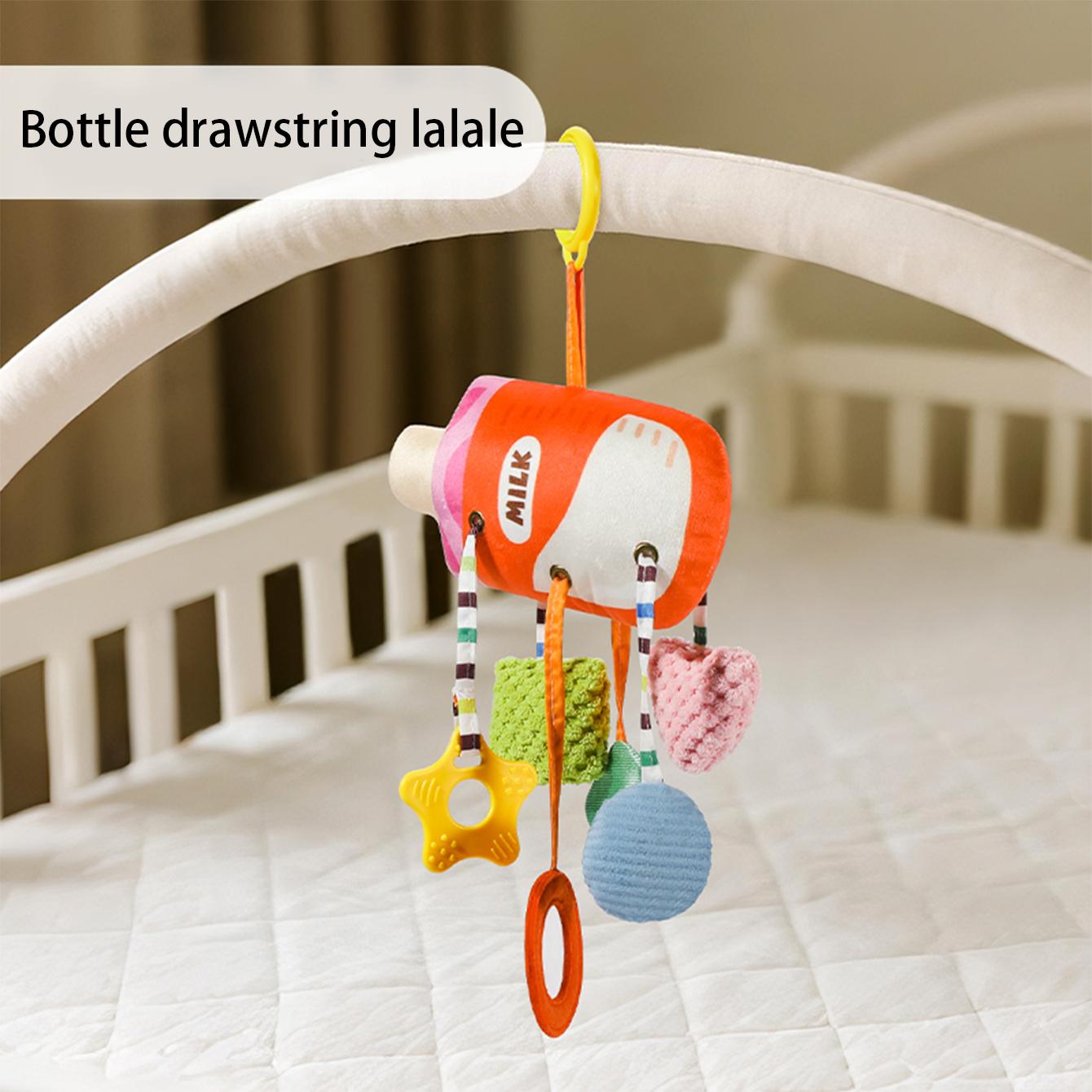 Baby car suction toy bottle, baby Lala toy pendant, newborn drawstring rattle, car seat hanging ornament, soothing accessory