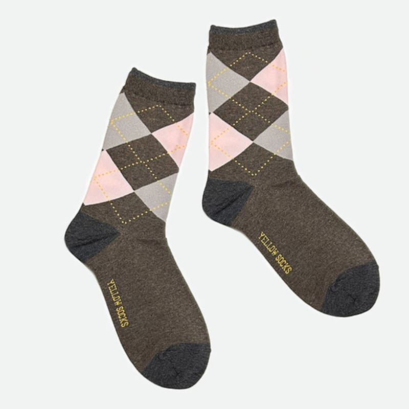 

YELLOWSOCKS ARGYLE CHECK BROWN brown