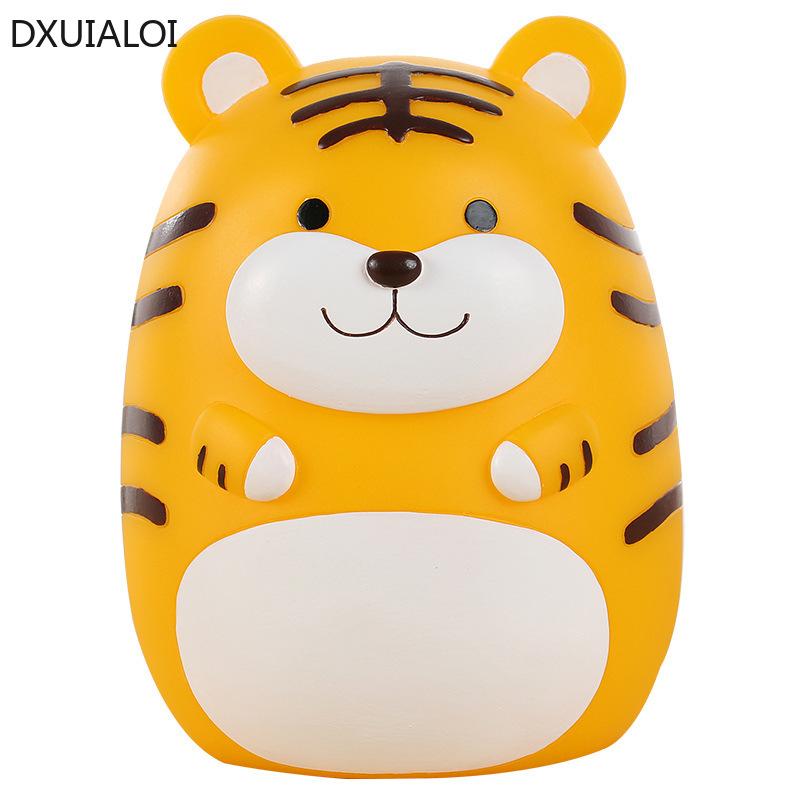 Creative Tiger Piggy Bank Children's Room Decoration Anti-fall Vinyl Piggy Bank Birthday Gift Saving Box Money Safe DXUIALOI