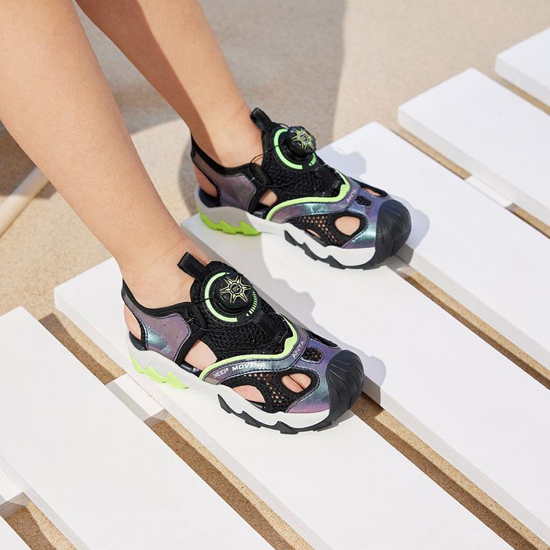 Anta Anti-Slip Wear-Resistant Sports Sandals Kids Sandals Green Silver Black A312329966-3