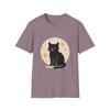 Unisex Softstyle Cherry Blossom Cat T-Shirt | Zen Feline Silhouette