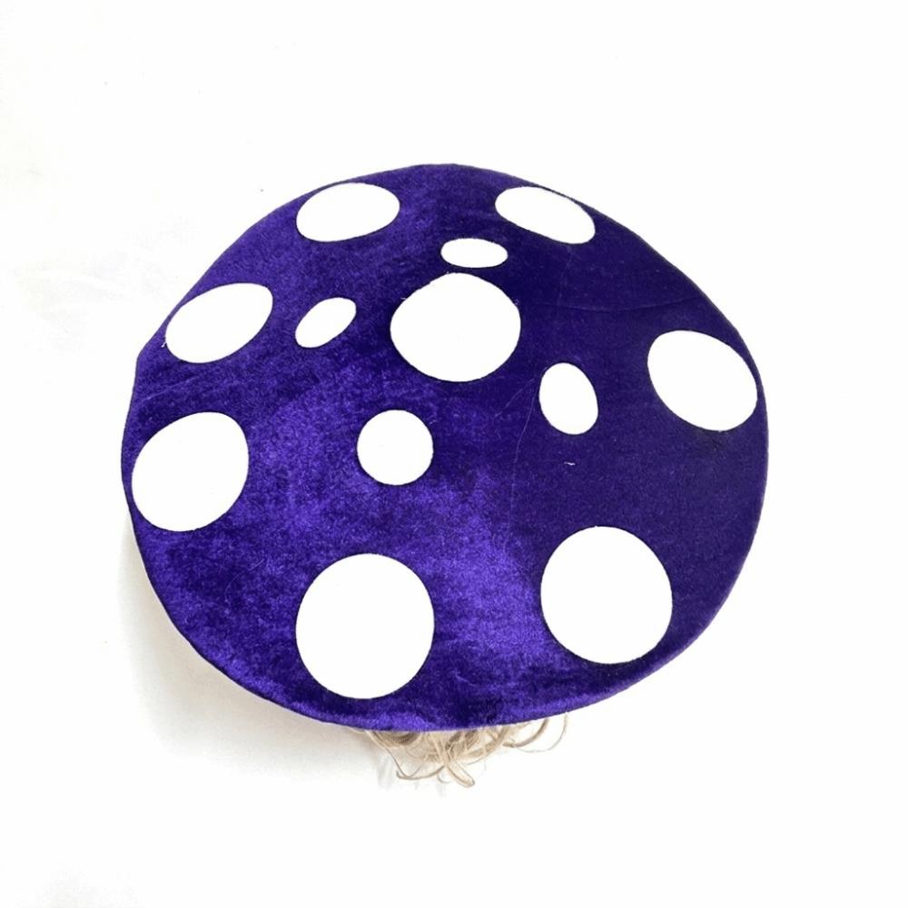 Soft Velvet Costume Headpiece Oversized Fungus Beret Cap Adjustable Mushroom Hat  Cosplay