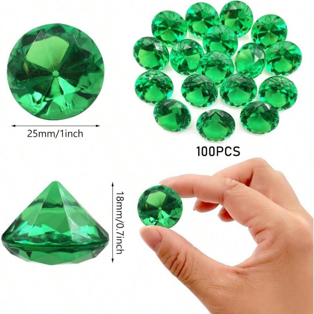 LYHLYA Paket med 100 Ädelstenar för Barn, Akryldiamanter, 25 mm, Dekorativa Diamanter, Akrylädelstenar, Falska Ädelstenar för Vasfyllning
