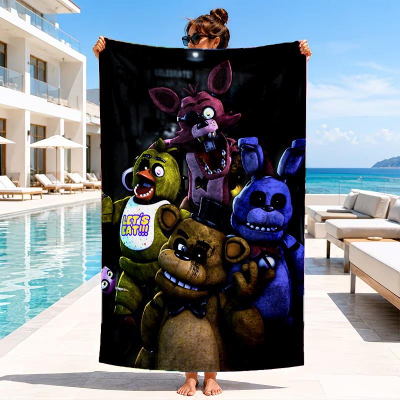Fnaf Character Collage Beach Towel, Microfiber Beach Towel, Perfect For Pool, Beach, Travel, Home Decor Beach Party Fan gifts