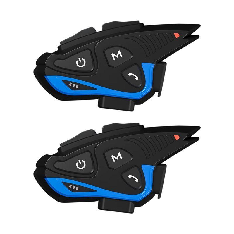 Authentic Motorcycle Communication Gear X6 Pro - 2 Helmet Bluetooth Intercom Sets, CVC Noise Reduction, Multi-Rider & Music