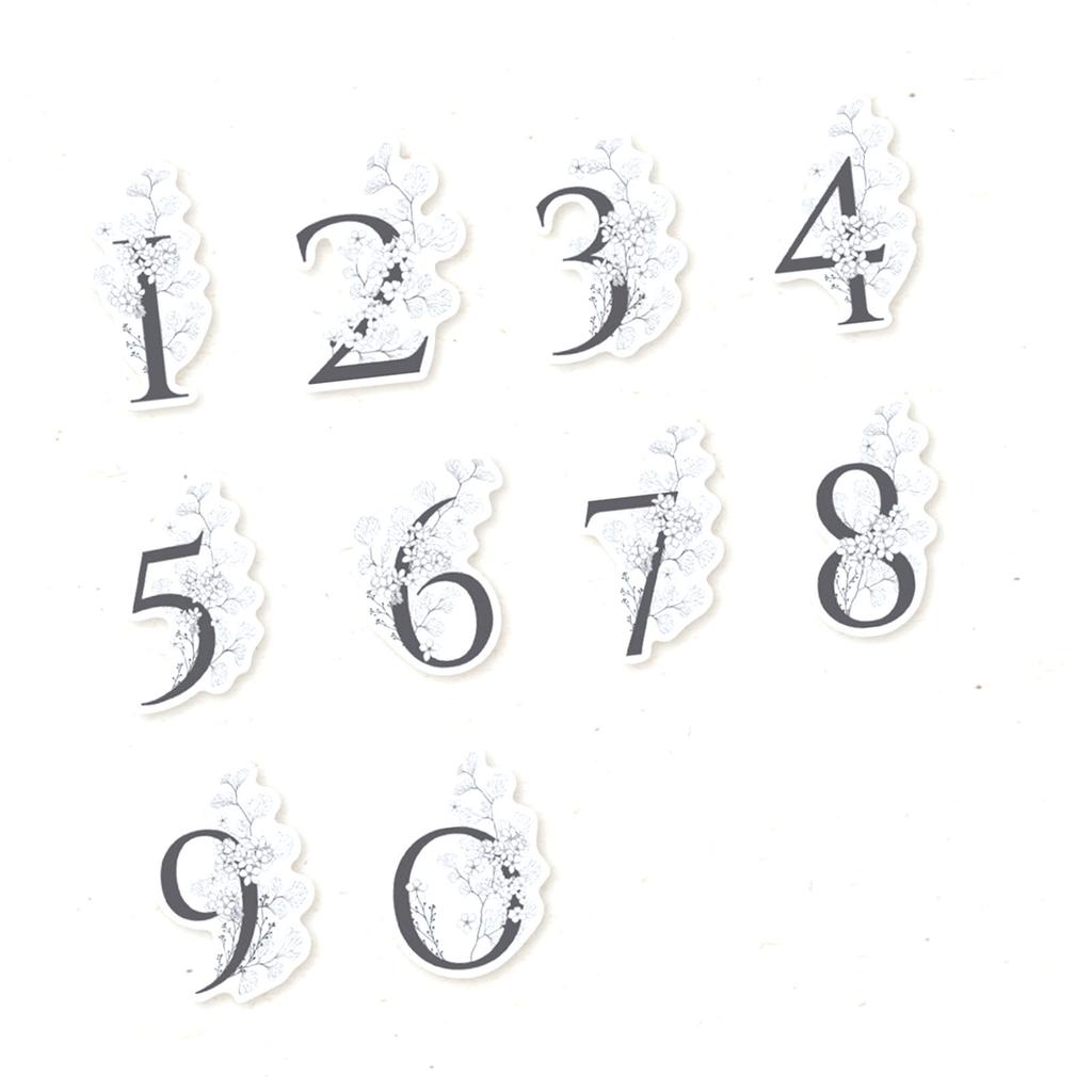 30 Pieces Number Decorative Stickers with Flower Decor Elegant Stylish Self Adhesive Floral Number