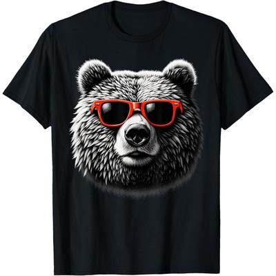 Cool Grizzly Bear Wearing Sunglasses Graphic Art T-Shirt