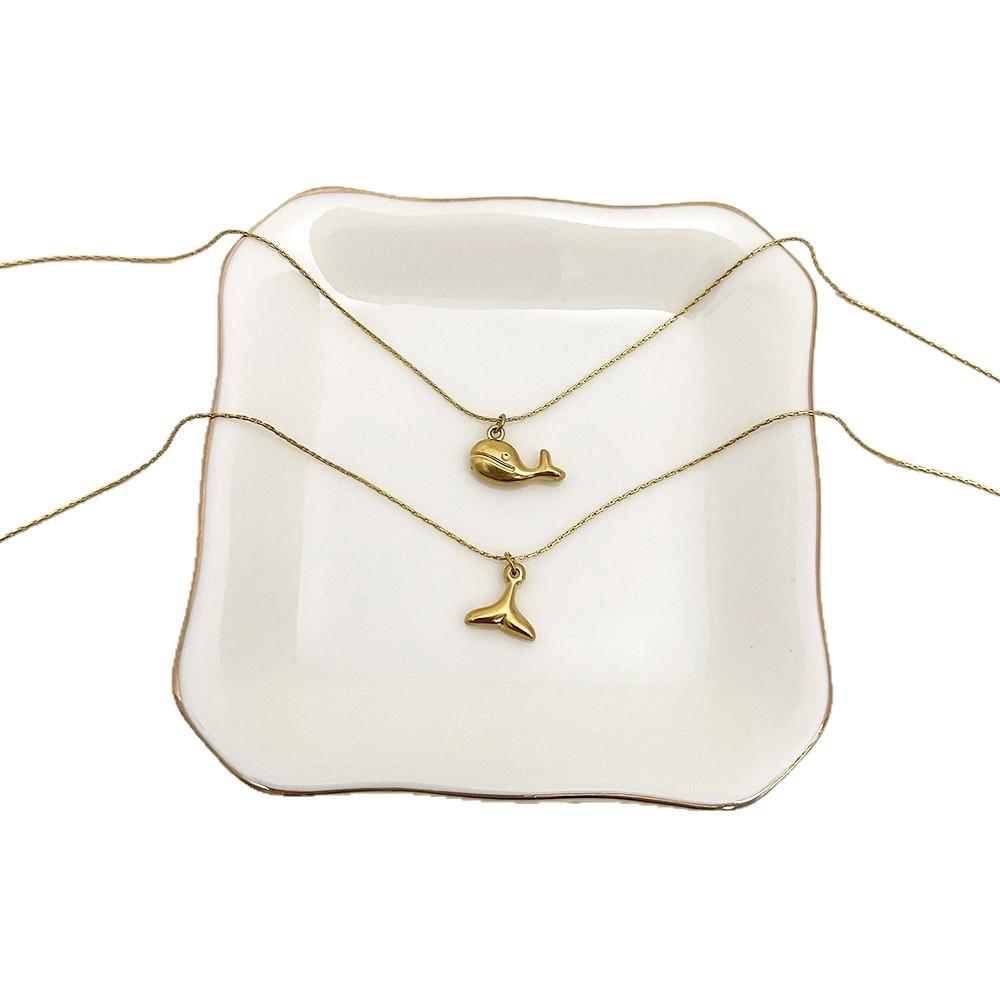 Gold Whale Mermaid Tail Necklace Women's Chain - Fade-Resistant Titanium Steel