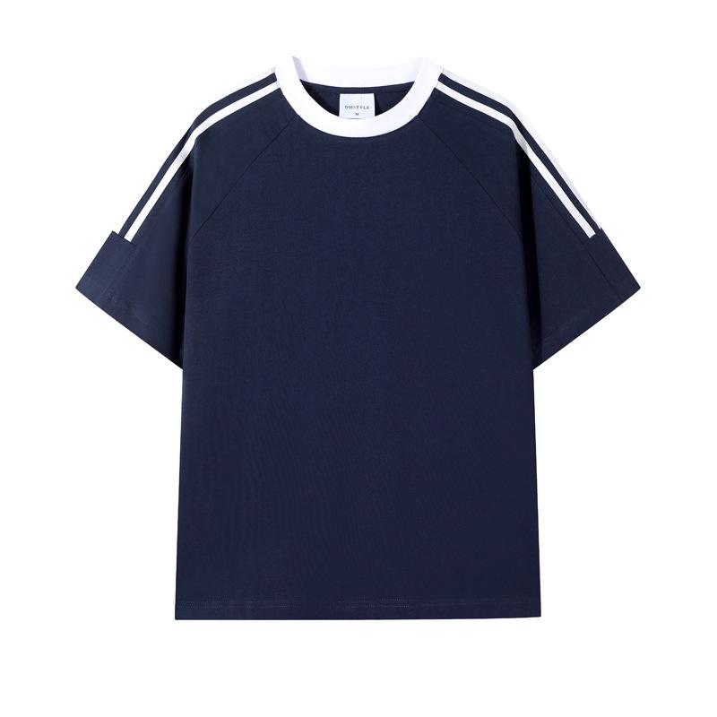 2026 Men's Fashion Double Yarn Cotton Short Sleeve Drop Shoulder T-shirt - Casual Sports Top