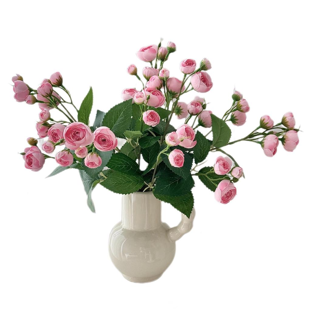 12-Head Camellia Tea Bud Artificial Flower Bouquet for Home & Hotel Decoration