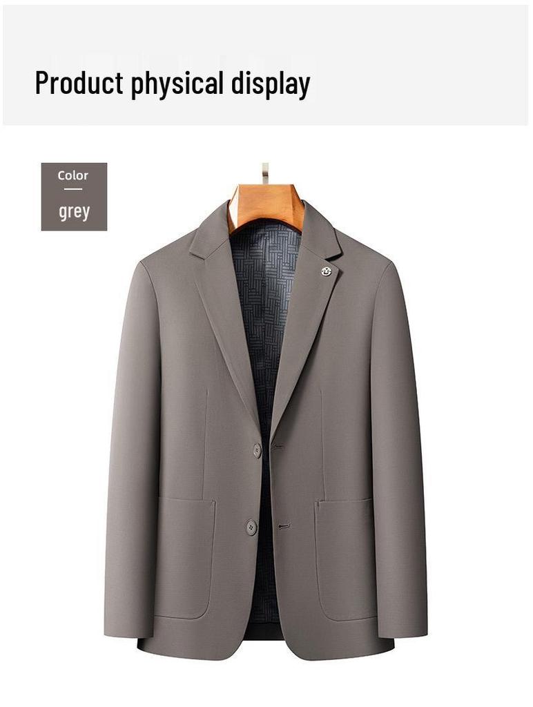 Men's Spring 2026 Korean Style Solid Color Single-Breasted Casual Suit Jacket