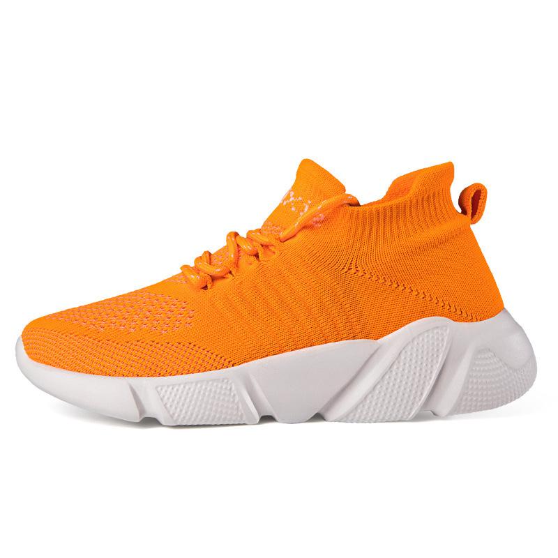 Frühling Damen Schuhe Stricksocken Sneaker Damen Orange Sneaker Freizeit Atmungsaktives Mesh Laufschuhe für Damen Laufschuhe Herren
