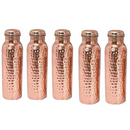 

Бутылка для воды Tanirika из чистой меди — кованая конструкция, емкость 1 литр, премиальный Шудх Тамба, отличное экспортное качество // упаковка из 5 штук.