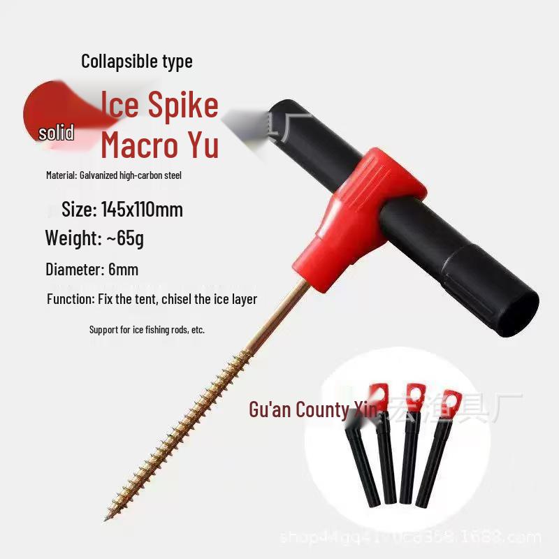 Ice Fishing Gear: Tent Pegs, Ice Anchors, Spiral Ground Screws, Rod Holder, Drill Tool