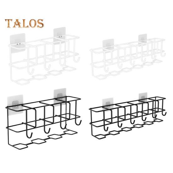 Hohles Regenschirm-Aufbewahrungsregal, Wandgarderobe mit 6 Kleiderbügeln, tragender Hut- und Kleidungs-Organizer für Badezimmer und Wohnzimmer