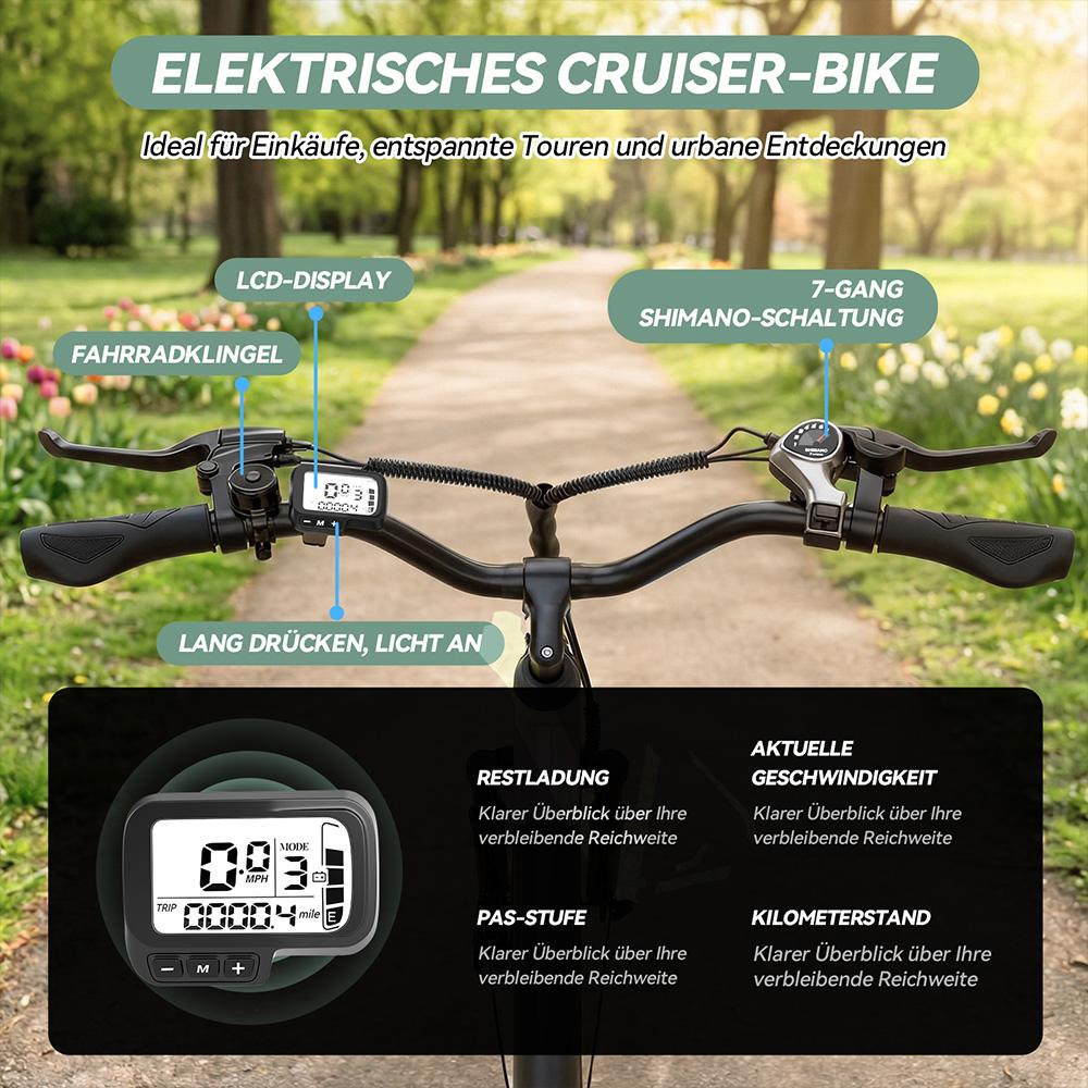 Electric Bicycle ESKUTE C100 26" 250W Motor LCD Display 36V 13AH City Ebike For Adult Top Speed 25Km/h Disc Brake