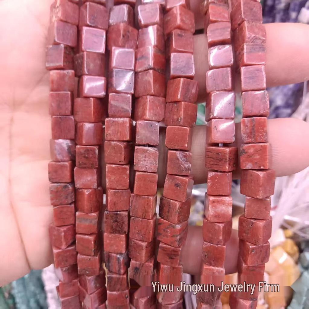 6x6mm Quadratische Rosenquarz-Achat-Perlenkette - Naturstein DIY-Zubehör
