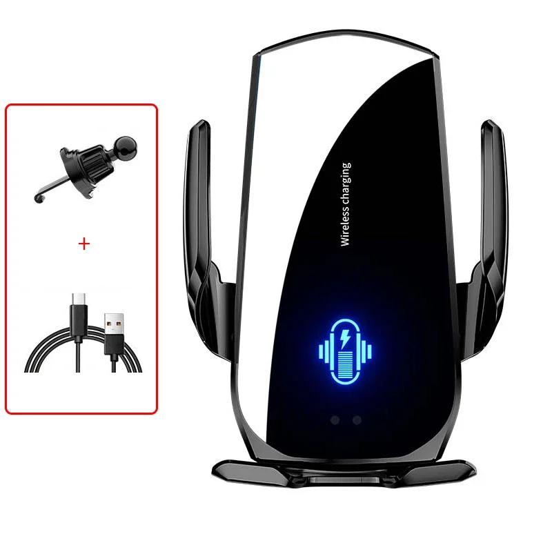 

Автомобильное зарядное устройство Hands Free 15 Вт Беспроводной автоматический зажим Инфракрасный держатель Быстрая зарядка для iPhone Samsung Xiaomi Крепление на вентиляционное отверстие Безопасное вождение чёрный