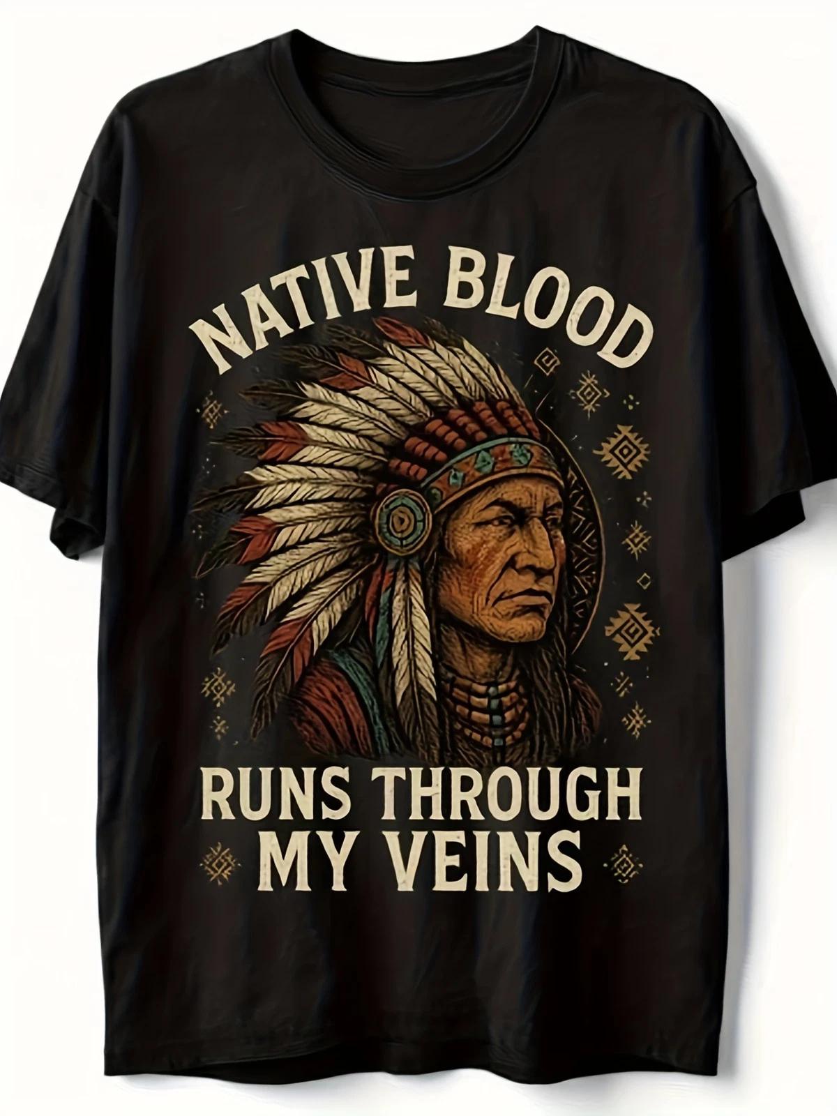 Native Blood Indigenous Pride Tee – Ancestral Heritage Graphic T-Shirt XXXXL