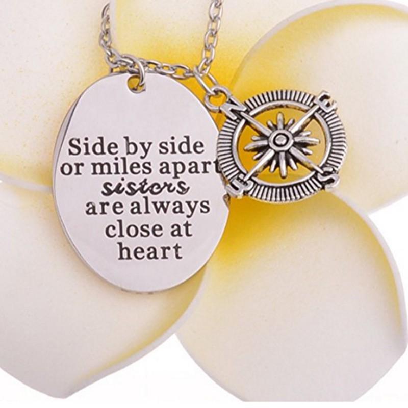 Side By Side Or Miles Apart Sisters Necklace