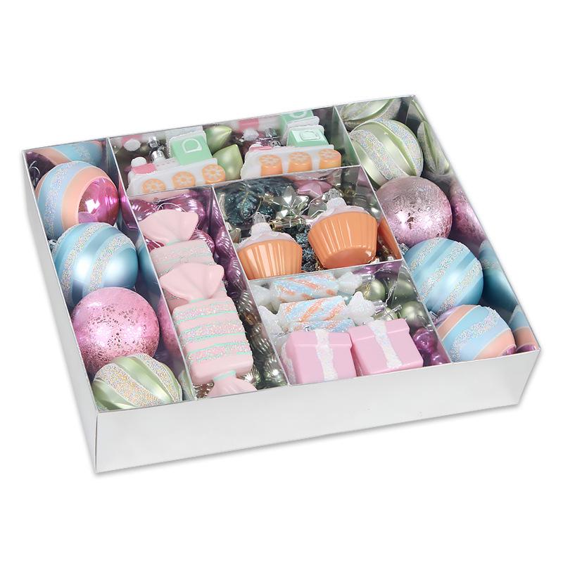 Christmas Macaron Ball Ornament Set: Candy Series Painted Plastic Tree Decor