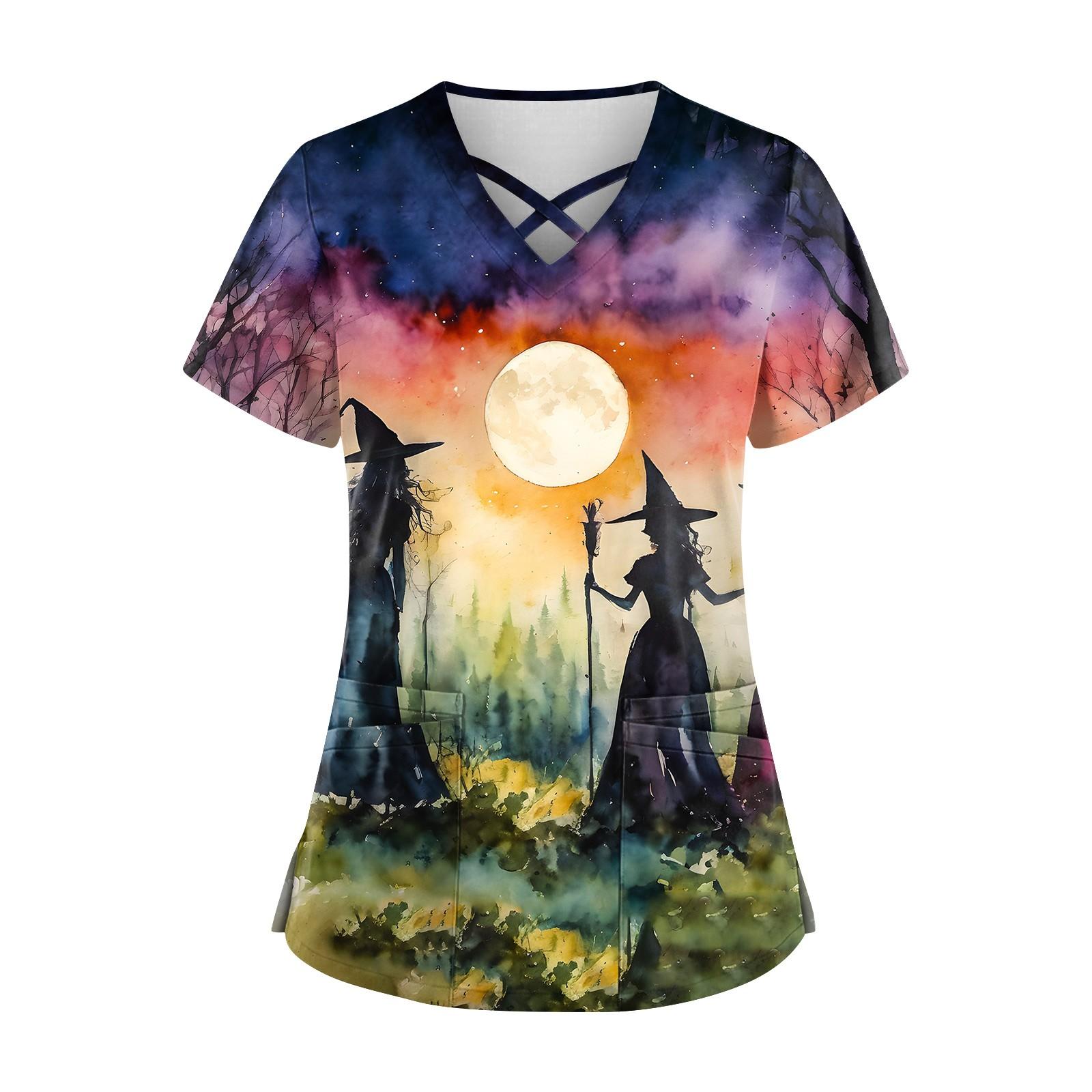 

Женская униформа с принтом, рабочая униформа, защитная рабочая форма с карманом и v-образным вырезом L фиолетовый