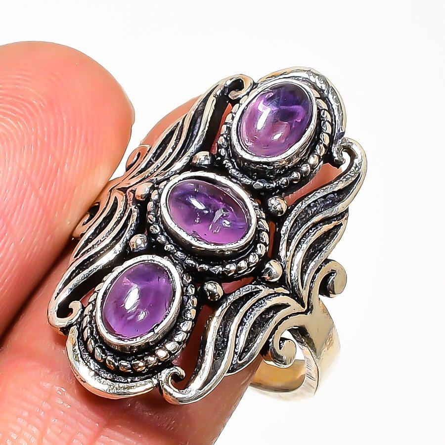 Natural Sage Amethyst Gemstone 925 Sterling Silver Jewelry Ring Size 11 R7P09