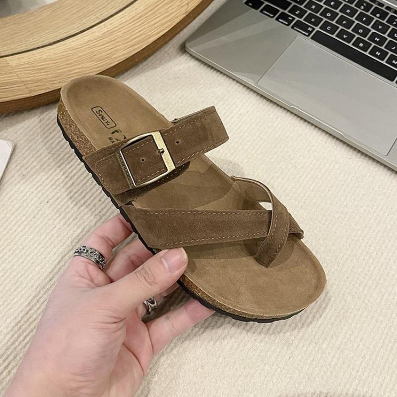 

Retro fashion one-pedal platform slippers new summer beach shoes student set toe buckle with sandals 41 верблюд