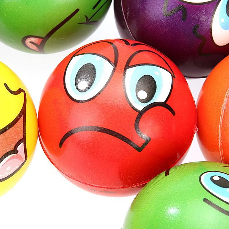 12Pcs Stress Relief Expression Soft Balls  Fun Sponge Stress Ball Squeeze Smiley Face Grimace Pu Foam For Sports  Ball