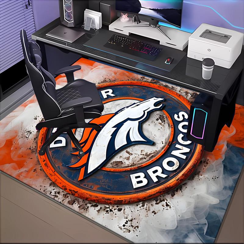 Denver Broncos Logo Rug Game Carpet, Floor Mat for Bedroom Living Room Entryway Rug, Home Decor Idea Gift for Christmas Birthday