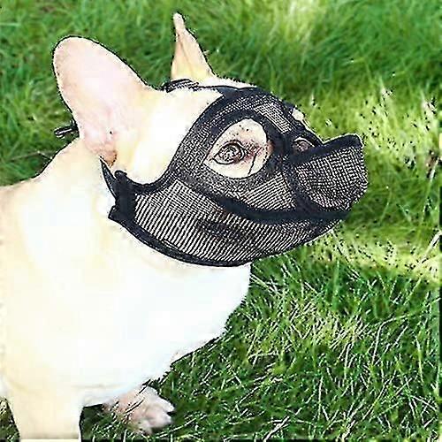 Mesh Dog Muzzle Short Snout Dog Muzzle Dog Muzzle Adjustable Breathable Mesh Muzzle Bulldog Muzzle For Biting Chewing Barking Dog Mask, Black, S zZ