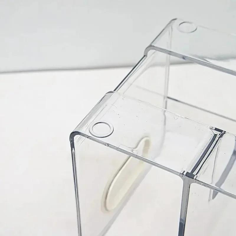 Acrylic Book Storage Rack with Box Portable Transparent Thicken Anti-slip Base Student Stationery Organizer Storage Home Items