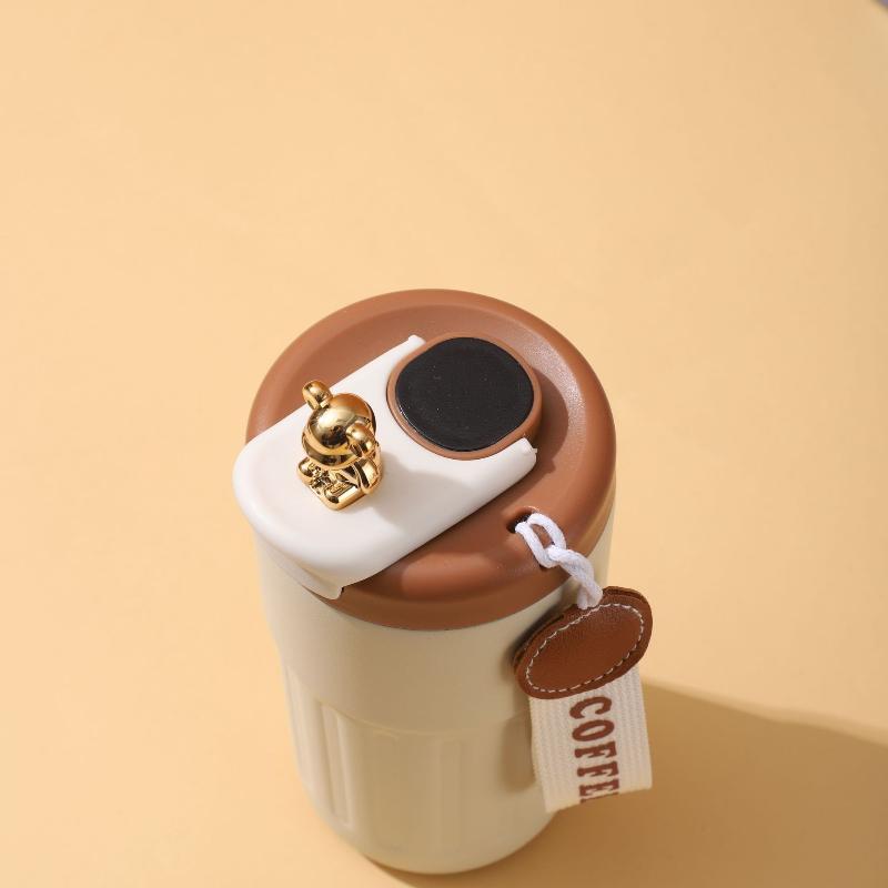 Intelligent Temperature-Indicating Stainless Stee lVacuum cup Insulated Beverage Cup with Carry Strap