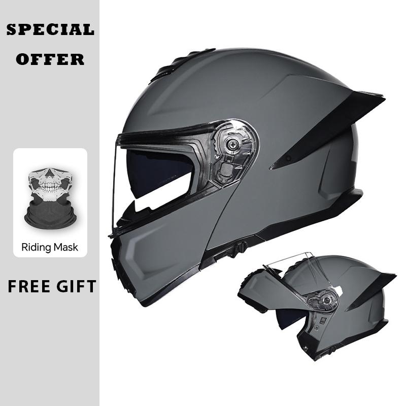 DOT Approved Men Flip Up Motorcycle Helmet Dual Lens Flip Up Helmets Four Seasons Full Face Moto Helmet Double Lens Modular Helm