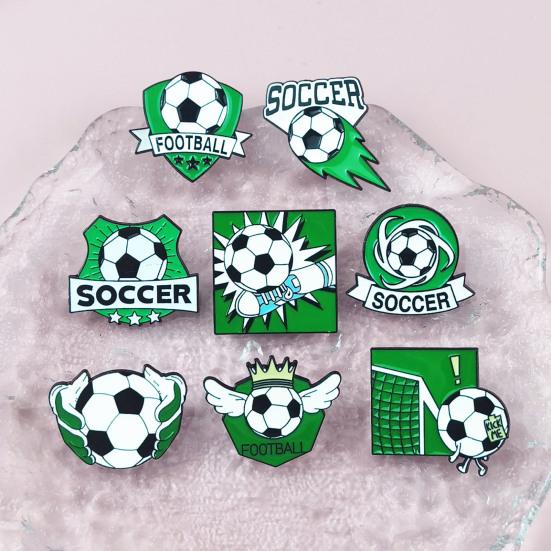 Enamel Brooch Zinc Alloy Texture Football Shape Lapel Pin Jackets Hats Sweatshirts School Bags Metal Fan Accessory