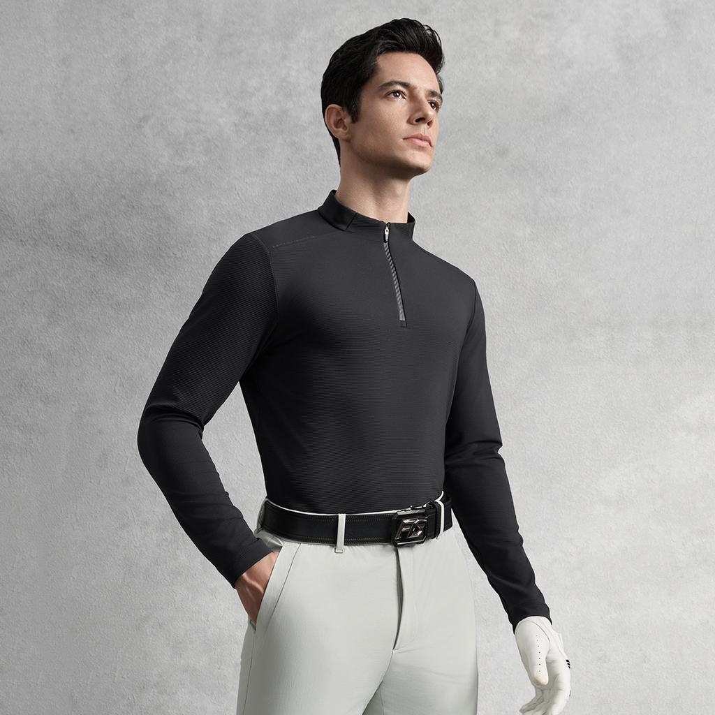 FILA Golf Series Trendy Classic Casual Sports Golf Versatile Stretch Soft Comfortable Long Sleeve T-Shirt Men Tops A11M535207FBK