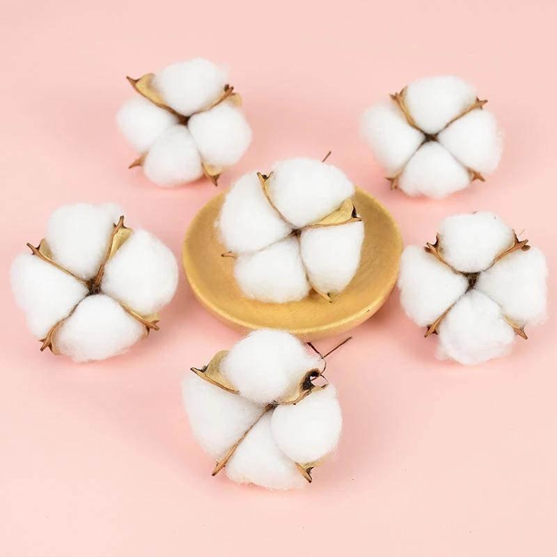 10PCS White Cotton Florist Supplies Wedding Car Decorative Wreaths Christmas Home Decor Diy Gifts Box Cheap Artificial Flowers