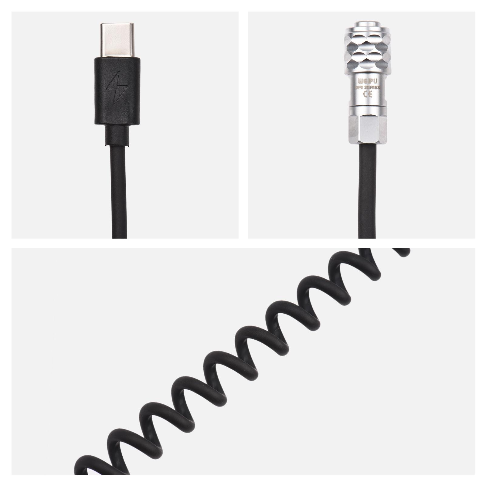 

Кабель питания USB-C на BMPCC Andoer Замена для Blackmagic Cinema Camera BMPCC 4K/6K на USB Type-C Пружинный кабель чёрный