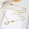 Moon and Star White Shell Necklace for Women - New Titanium Steel Luxury Clavicle Chain, Simple, No Fading