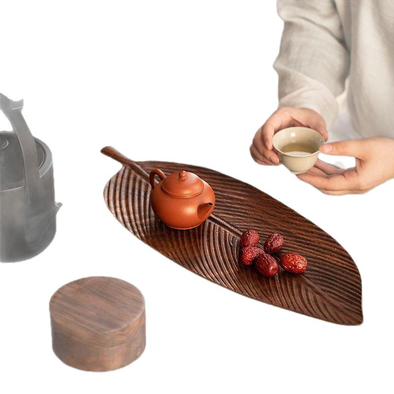 Walnut Leaf Refreshment Tray Household Wooden Tea Table Solid Wood Dry Tea Tray Teacup Tray Wooden Elegant