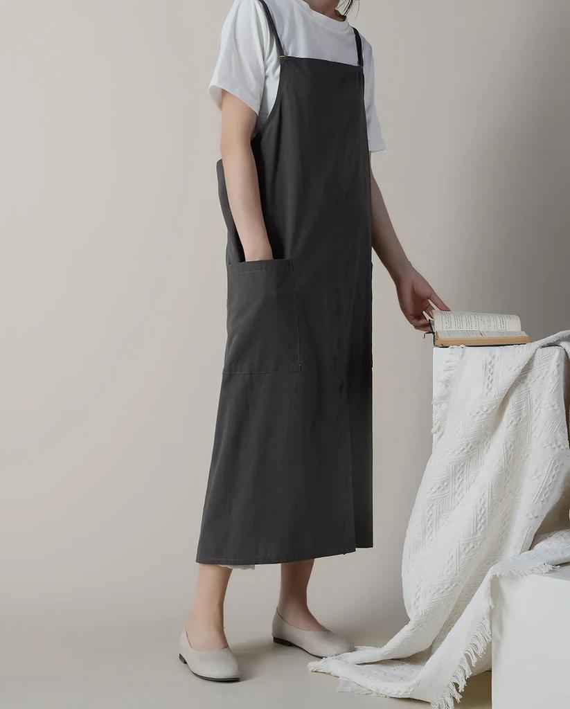 Waterproof Cotton Linen Apron, Floral Kitchen Apron, Gardening Florist Baking Coffee Shop Work Clothes, Korean Version