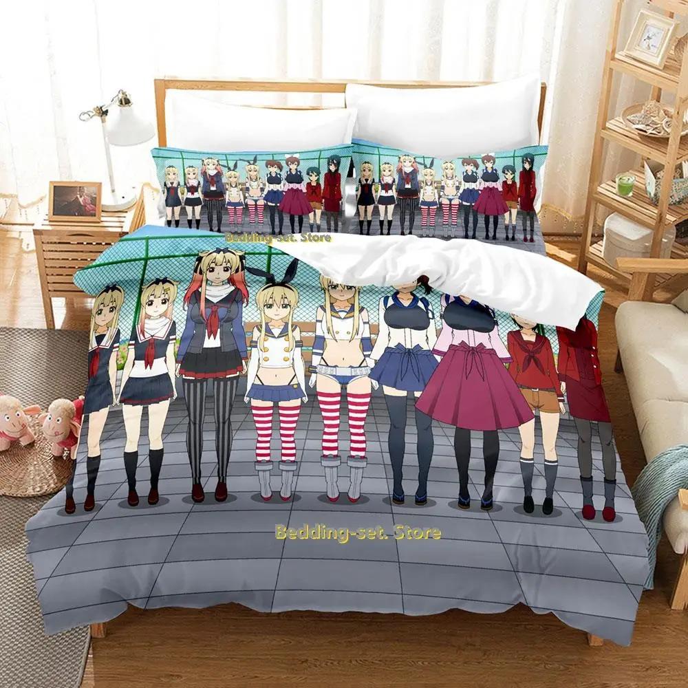 Nytt Kantai Collection Sängklädesset Tecknad Anime tredelat set Vuxen Barn Sovrum Påslakanset 3D Kawaii Flicka enkelsängsset