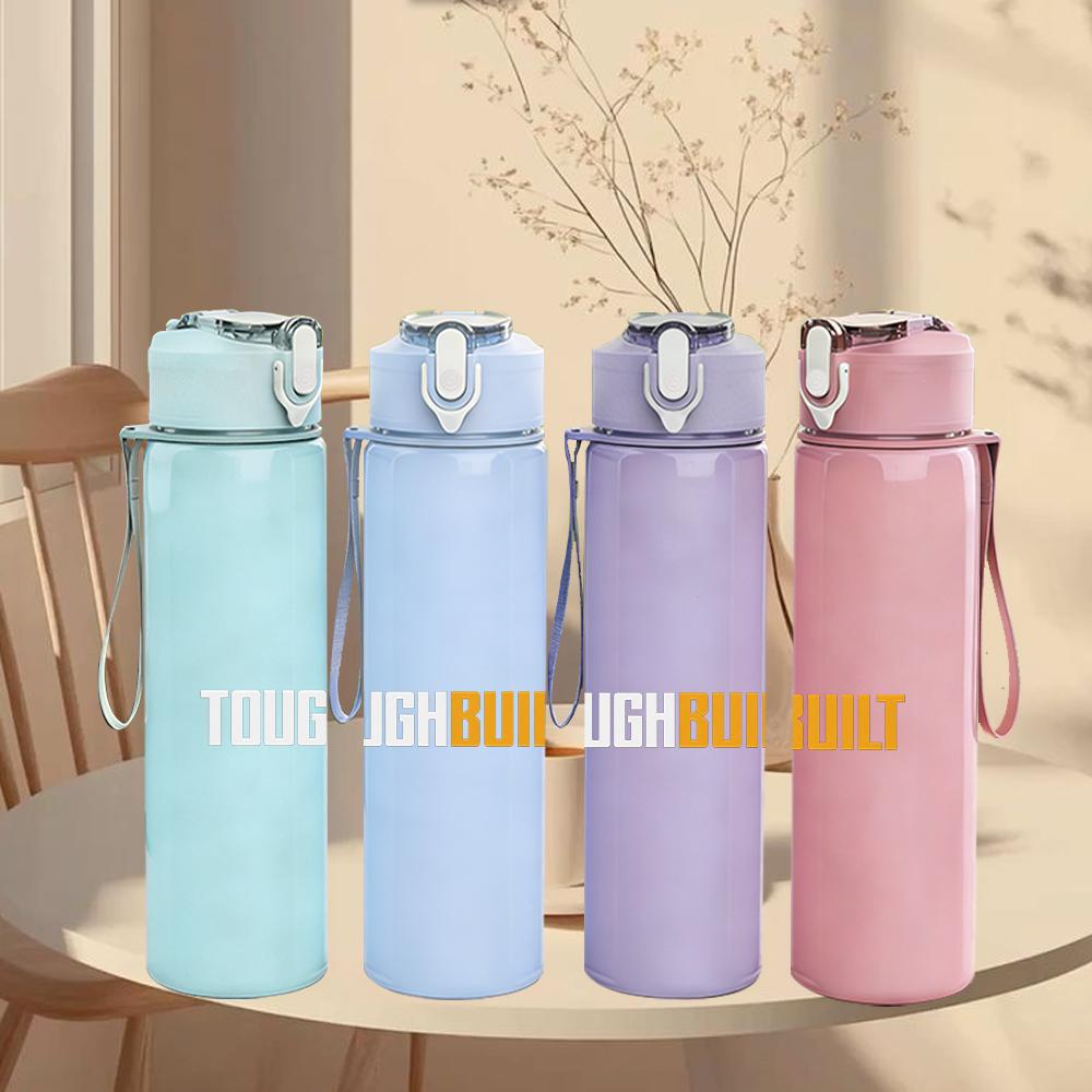 1PC Built Text Minimalist Industrial Logo Print 750ml Portable Sports Water Bottle Leakproof Gym Outdoor Travel Drink Cup