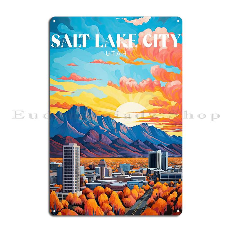 

Salt Lake City Utah Travel Print Metal Signs Create Club Home Club Club Bar Tin Sign Poster 20x30cm