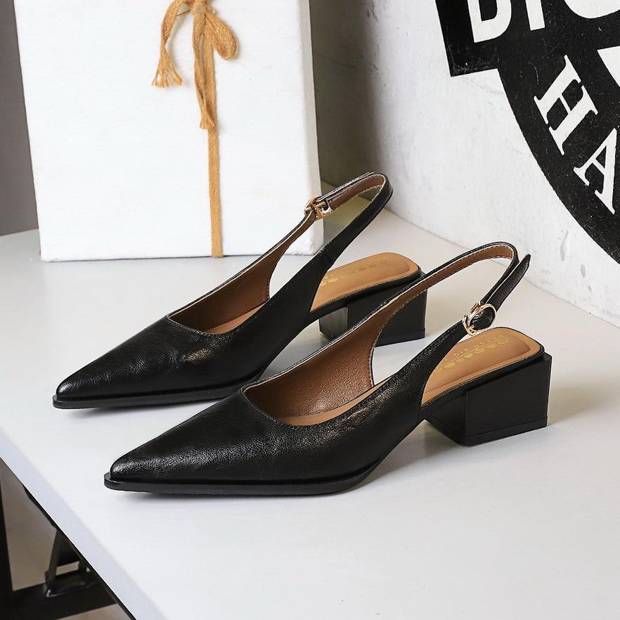 Fashion Women's Sandals 2025 Summer Pointed Toe Shallow Mouth Ladies Pumps Comfortable Work High Heels Shoes High Quality Women Shoes