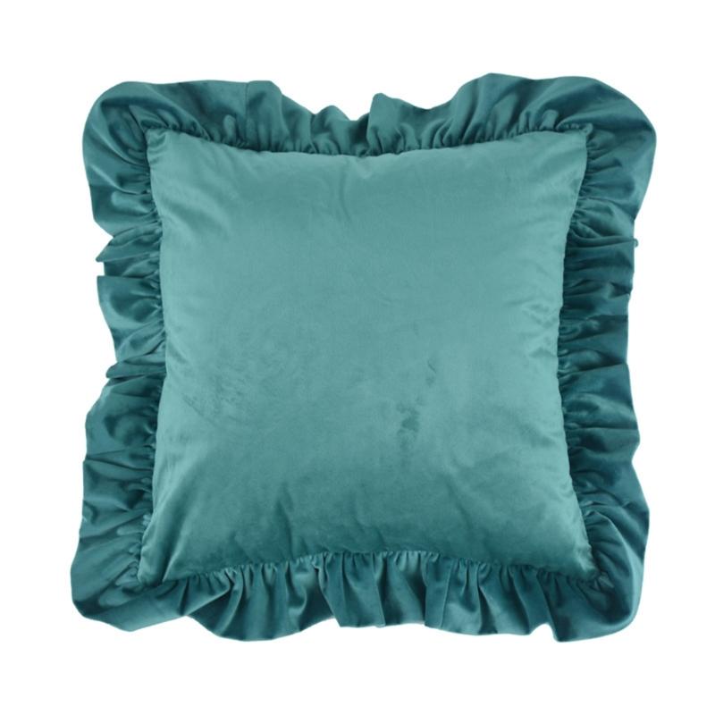 17.7In/19.7in Pillowcase Square Ruffled Pillow Sham Velvet Wrinkle Resistant Zippered Sofa Bedroom Decoration