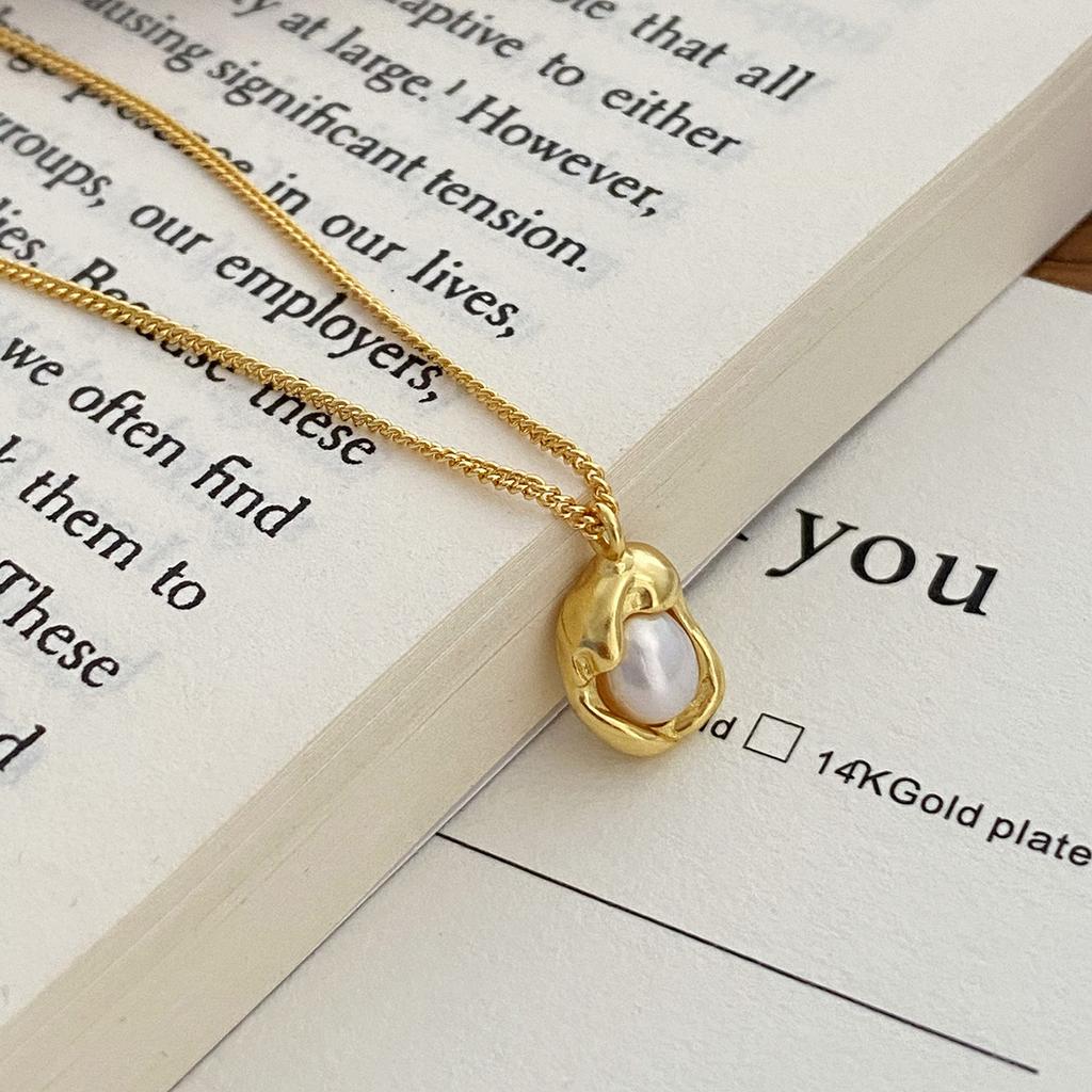 PONYKISS Real  Sterling Silver Pearl Irregular Geometry Choker Necklace For Women Classic Fine  Minimalist Accessories