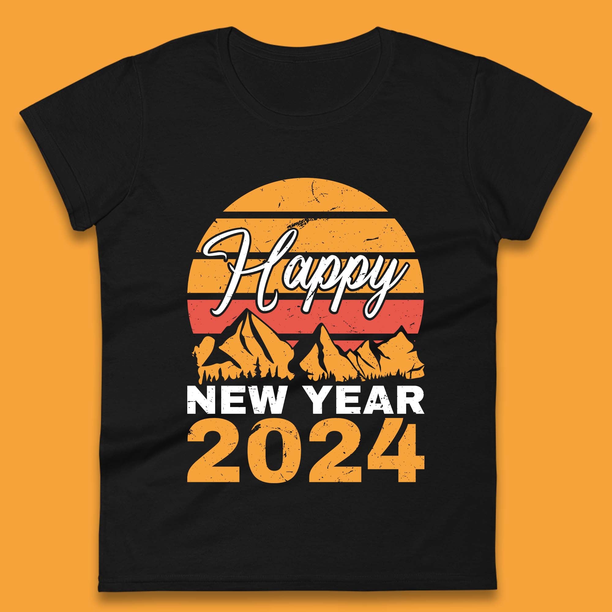 

Happy New Year 2024 Camping Camping Womens T-Shirt Mens Tops Tees Unisex 4XL