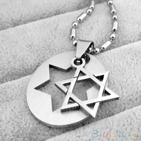 Unisex nerezový odnímatelný řetízkový náhrdelník Magen David Hexagram